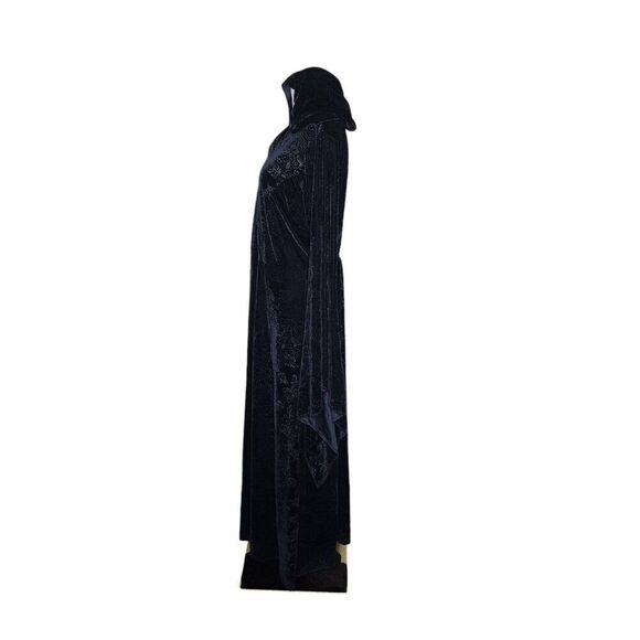 Spirit Witchy Dark Fantasy Vampire Hooded Bell Sleeve Dress Womens L Black - Picture 9 of 10